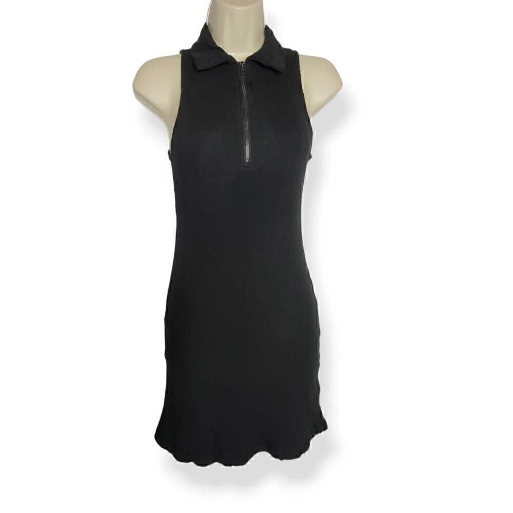 Wild Fable Black Sleeveless Ribknit Bodycon Collared Dress Medium
